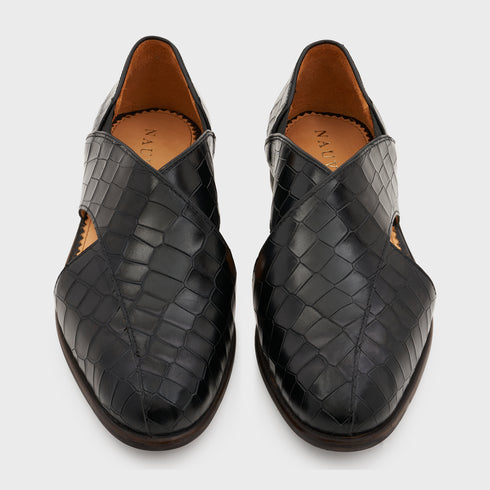 Peshauri 2.0 | Midnight Black Croco Leather